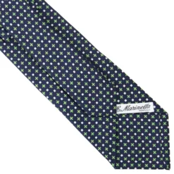 CRAVATTA SARTORIALE CLASSICA IN SETA BLU SCURO Microfantasia fiore