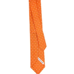 CRAVATTA SARTORIALE CLASSICA IN SETA ARANCIONE Microfantasia fiore