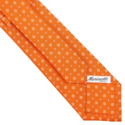 CRAVATTA SARTORIALE CLASSICA IN SETA ARANCIONE Microfantasia fiore