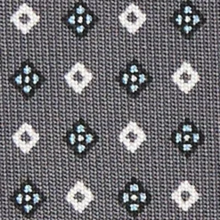 CRAVATTA SARTORIALE CLASSICA IN SETA GRIGIO SCURO Microfantasia fiore