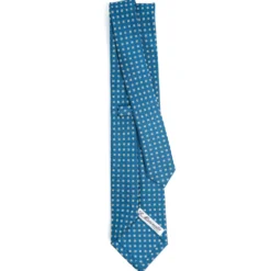 CRAVATTA SARTORIALE CLASSICA IN SETA BLU MEDIO Microfantasia fiore