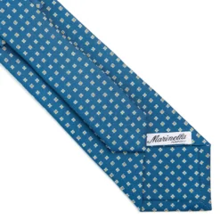 CRAVATTA SARTORIALE CLASSICA IN SETA BLU MEDIO Microfantasia fiore