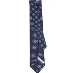 CRAVATTA SARTORIALE CLASSICA IN SETA BLU SCURO Microfantasia fiore