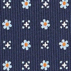 CRAVATTA SARTORIALE CLASSICA IN SETA BLU SCURO Microfantasia fiore