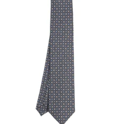 CRAVATTA SARTORIALE CLASSICA IN SETA GRIGIO SCURO Microfantasia fiore