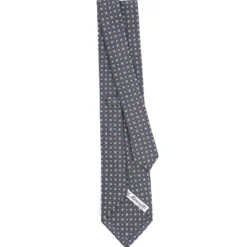 CRAVATTA SARTORIALE CLASSICA IN SETA GRIGIO SCURO Microfantasia fiore