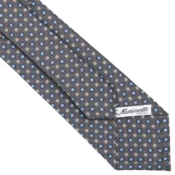 CRAVATTA SARTORIALE CLASSICA IN SETA GRIGIO SCURO Microfantasia fiore