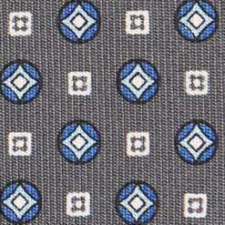 CRAVATTA SARTORIALE CLASSICA IN SETA GRIGIO SCURO Microfantasia fiore