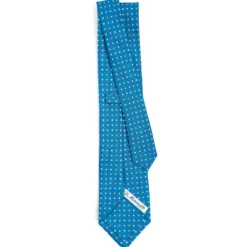 CRAVATTA SARTORIALE CLASSICA IN SETA BLU MEDIO Microfantasia fiore