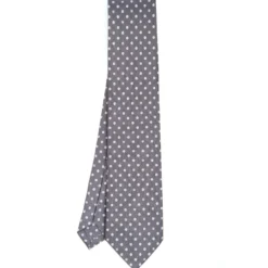 CRAVATTA SARTORIALE CLASSICA IN SETA GRIGIO SCURO Microfantasia fiore