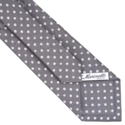 CRAVATTA SARTORIALE CLASSICA IN SETA GRIGIO SCURO Microfantasia fiore