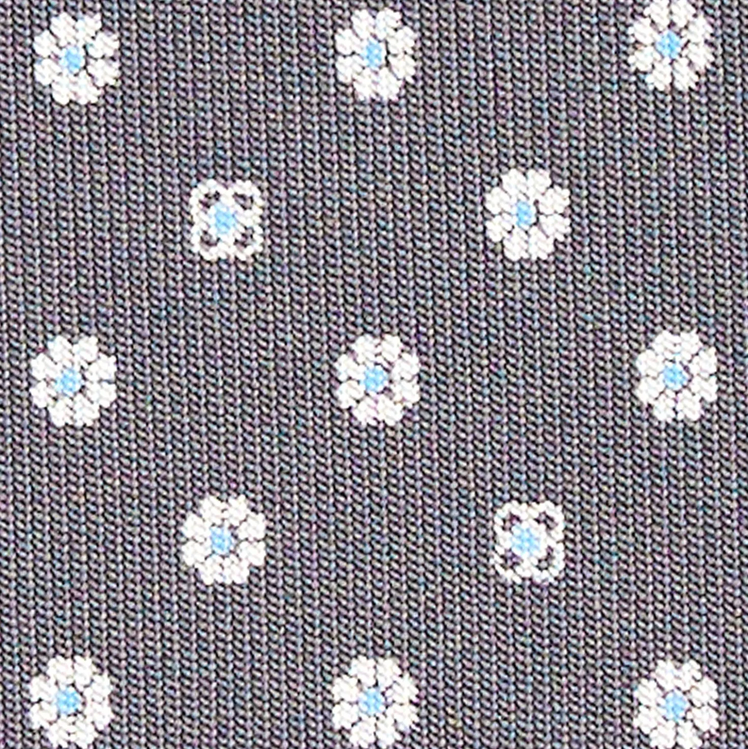 CRAVATTA SARTORIALE CLASSICA IN SETA GRIGIO SCURO Microfantasia fiore