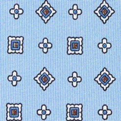 CRAVATTA SARTORIALE CLASSICA IN SETA AZZURRA Microfantasia fiore