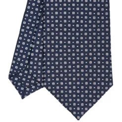 CRAVATTA SARTORIALE CLASSICA IN SETA BLU SCURO Microfantasia fiore