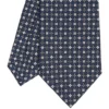 CRAVATTA SARTORIALE CLASSICA IN SETA BLU SCURO Microfantasia fiore