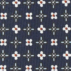 CRAVATTA SARTORIALE CLASSICA IN SETA BLU SCURO Microfantasia fiore