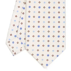 CRAVATTA SARTORIALE CLASSICA IN SETA BIANCA Microfantasia fiore