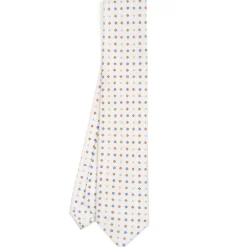 CRAVATTA SARTORIALE CLASSICA IN SETA BIANCA Microfantasia fiore