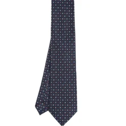 CRAVATTA SARTORIALE CLASSICA IN SETA BLU SCURO Microfantasia fiore