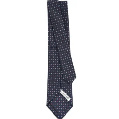 CRAVATTA SARTORIALE CLASSICA IN SETA BLU SCURO Microfantasia fiore