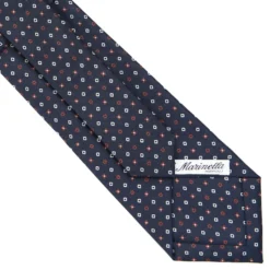 CRAVATTA SARTORIALE CLASSICA IN SETA BLU SCURO Microfantasia fiore
