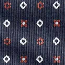 CRAVATTA SARTORIALE CLASSICA IN SETA BLU SCURO Microfantasia fiore