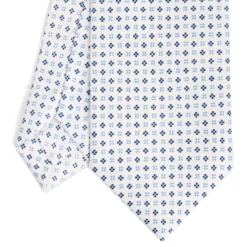 CRAVATTA SARTORIALE CLASSICA IN SETA BIANCA Microfantasia fiore