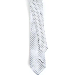 CRAVATTA SARTORIALE CLASSICA IN SETA BIANCA Microfantasia fiore