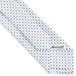 CRAVATTA SARTORIALE CLASSICA IN SETA BIANCA Microfantasia fiore