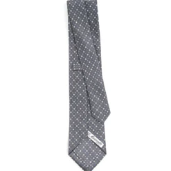 CRAVATTA SARTORIALE CLASSICA IN SETA GRIGIO SCURO Microfantasia fiore