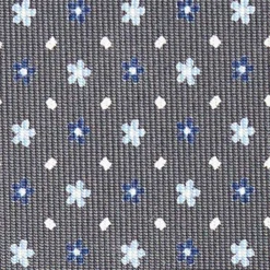 CRAVATTA SARTORIALE CLASSICA IN SETA GRIGIO SCURO Microfantasia fiore