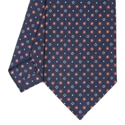 CRAVATTA SARTORIALE CLASSICA IN SETA BLU SCURO Microfantasia fiore