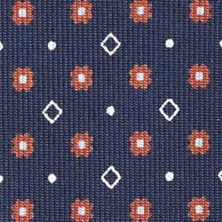 CRAVATTA SARTORIALE CLASSICA IN SETA BLU SCURO Microfantasia fiore