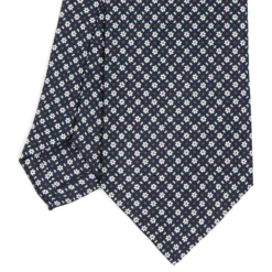 CRAVATTA SARTORIALE CLASSICA IN SETA BLU SCURO Microfantasia fiore
