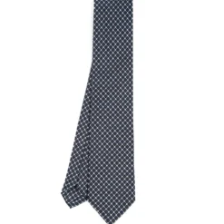 CRAVATTA SARTORIALE CLASSICA IN SETA BLU SCURO Microfantasia fiore
