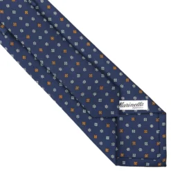 CRAVATTA SARTORIALE CLASSICA IN SETA BLU Microfantasia fiore