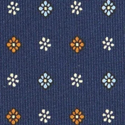 CRAVATTA SARTORIALE CLASSICA IN SETA BLU Microfantasia fiore