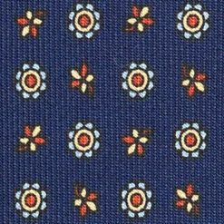 CRAVATTA SARTORIALE CLASSICA IN SETA BLU Microfantasia fiore