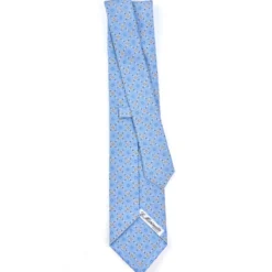 CRAVATTA SARTORIALE CLASSICA IN SETA AZZURRA Microfantasia fiore