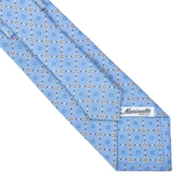 CRAVATTA SARTORIALE CLASSICA IN SETA AZZURRA Microfantasia fiore