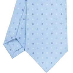 CRAVATTA SARTORIALE CLASSICA IN SETA AZZURRA Microfantasia fiore