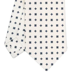 CRAVATTA SARTORIALE CLASSICA IN SETA BIANCA Microfantasia fiore