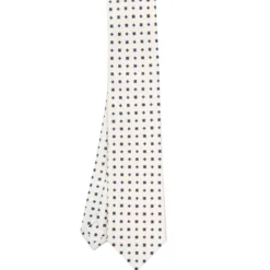 CRAVATTA SARTORIALE CLASSICA IN SETA BIANCA Microfantasia fiore