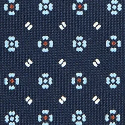 CRAVATTA SARTORIALE CLASSICA IN SETA BLU SCURO Microfantasia fiore
