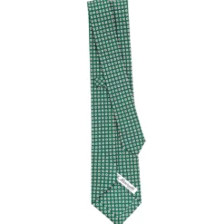 CRAVATTA SARTORIALE CLASSICA IN SETA VERDE SCURO Microfantasia fiore