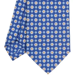 CRAVATTA SARTORIALE CLASSICA IN SETA BLU Microfantasia fiore