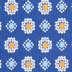 CRAVATTA SARTORIALE CLASSICA IN SETA BLU Microfantasia fiore
