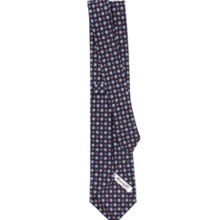 CRAVATTA SARTORIALE CLASSICA IN SETA BLU SCURO Microfantasia fiore