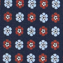 CRAVATTA SARTORIALE CLASSICA IN SETA BLU SCURO Microfantasia fiore