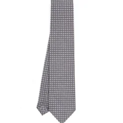 CRAVATTA SARTORIALE CLASSICA IN SETA GRIGIO SCURO Microfantasia fiore